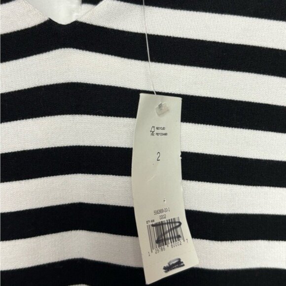 Banana Republic Sheath Dress Size 2 Black White V Neck Zipper Back and Sleeves - Picture 10 of 12